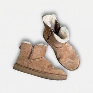 UGG Women's Classic Bailey Zip Mini Chestnut Boots Sheepskin Lining 10 EU 41
